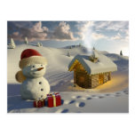 Cabaña de madera en la nieve en el navidad postales