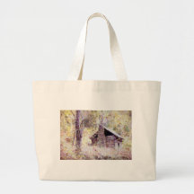 Cabaña de madera vieja bolsas de mano