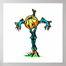 cabeza abajo Halloween de la calabaza del espantap Impresiones