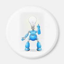 Cabeza azul de la bombilla del robot imán de frigorifico