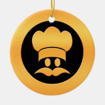 Cabeza del cocinero del oro ornaments para arbol de navidad