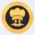 Cabeza del cocinero del oro pegatinas redondas