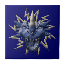 Cabeza del dragón - azul azulejo