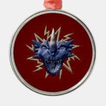 Cabeza del dragón - azul ornaments para arbol de navidad