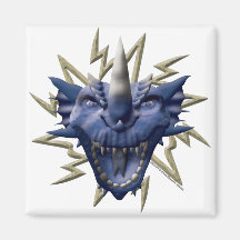 Cabeza del dragón - azul imanes de nevera