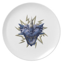 Cabeza del dragón - azul plato para fiesta