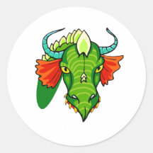 Cabeza del dragón con horns.png pegatinas redondas