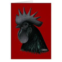 Cabeza del gallo de Ayam Cemani Felicitación