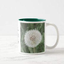 Cabeza linda de la semilla del diente de león taza de café