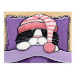 Cabeza soñolienta - postal del gato