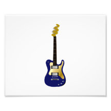 Cabezal azul del fizzle del amarillo de la guitarr fotografia