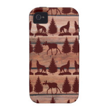 Cabina de la montaña del desierto del lobo de los  Case-Mate iPhone 4 fundas