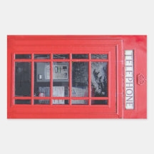 Cabina de teléfonos roja de Londres Rectangular Pegatinas