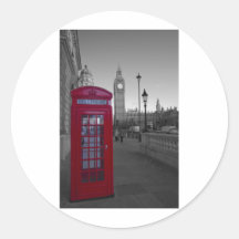 Cabina de teléfonos roja de Londres Pegatina Redonda