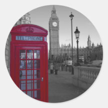 Cabina de teléfonos roja de Londres Pegatina Redonda