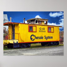 Caboose amarillo del sistema de Chessie Impresiones