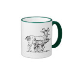Cabra y niño tazas de café
