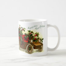 Cabriolé llenado de navidad del vintage del acebo taza