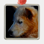 Cachorro de lobo del fractal del bebé ornamento para arbol de navidad