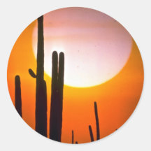 Cactus del Saguaro, desierto de Sonoran, desierto  Etiquetas Redondas