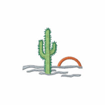 Cactus en la puesta del sol camisetas bordadas