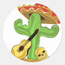 Cactus mexicano etiqueta redonda