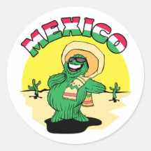 Cactus mexicano pegatina redonda