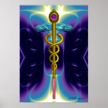 CADUCEO 4, amatista vibrante del oro Posters
