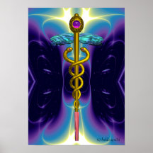 CADUCEO 4, amatista vibrante del oro Posters