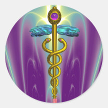 CADUCEO, ametist vibrante del oro Pegatina Redonda