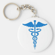 Caduceo azul llavero