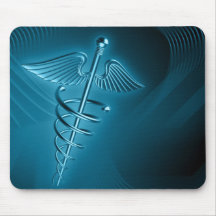 Caduceo en mousepad azul marino