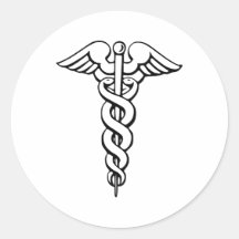 Caduceo Pegatina Redonda