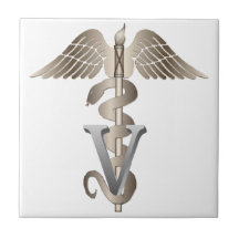 Caduceo veterinario azulejo