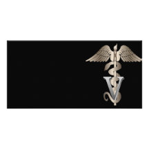 Caduceo veterinario tarjeta fotográfica personalizada