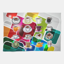 Café colorido toallas de cocina