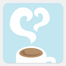 Café con vapor colcomanias cuadradas personalizadas