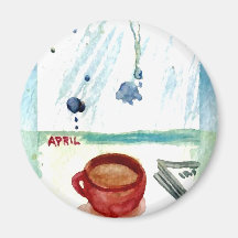 Café de abril - serie del arte del café de los mes imán de frigorífico