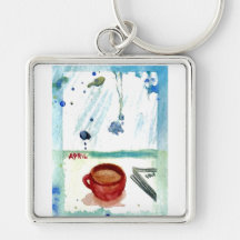 Café de abril - serie del arte del café de los mes llaveros personalizados