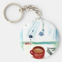 Café de abril - serie del arte del café de los mes llavero personalizado