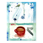 Café de abril - serie del arte del café de los mes postales