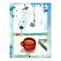 Café de abril - serie del arte del café de los mes postales