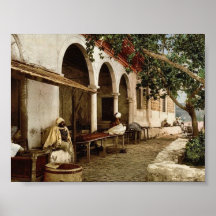 Café del Moorish, vintage Photochrom de Túnez, Tún Impresiones