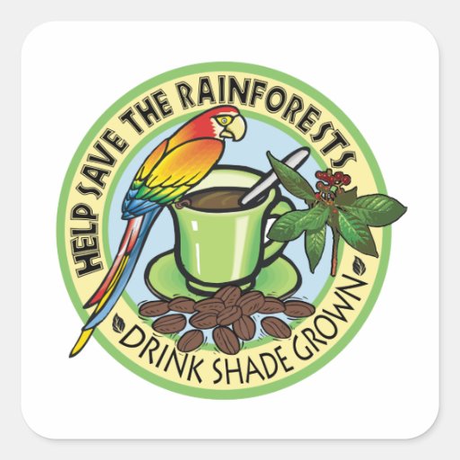 Café producido sombra pegatinas cuadradases