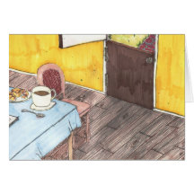 café y croissant felicitación