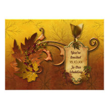 Caída de las hojas de otoño que casa la invitación