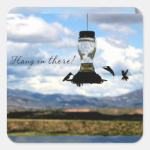 Caída en allí fotografía del estímulo del colibrí calcomanía cuadradas