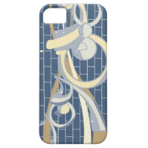 Caja abstracta azul de la pintada iPhone 5 Case-Mate protectores