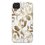 Caja adaptable modelada floral del oro iPhone 4 Case-Mate coberturas