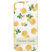 Caja amarilla personalizada de las flores - blanco iPhone 5 protectores